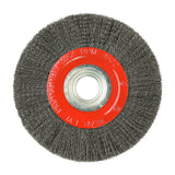 This is an image of Timco - Wheel Brush with Plastic Reducer Set - Crimped Steel Wire 200mm (1 Each Blister Pack) 200HWC
