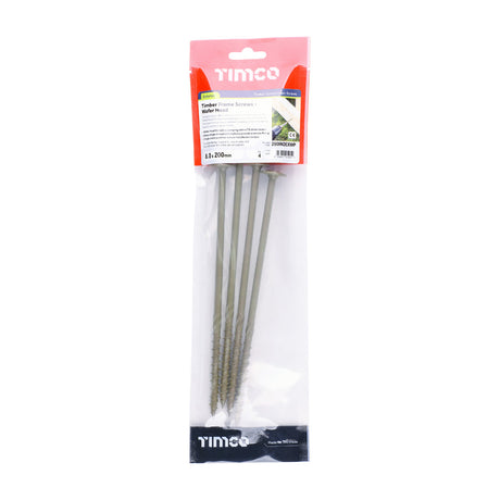 This is an image of Timco - Timber Screws - TX - Wafer - Exterior - Green 8.0 x 200mm - (4 PCS TIMpac) 200INDEXWP