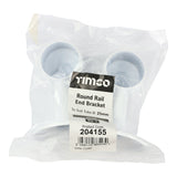 This is an image of Timco - End Bracket - For Round Tube - White 25mm (2 Pieces Bag) 204155