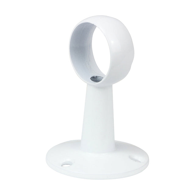 This is an image of Timco - Centre Bracket - For Round Tube - White 25mm (1 Each Bag) 204166