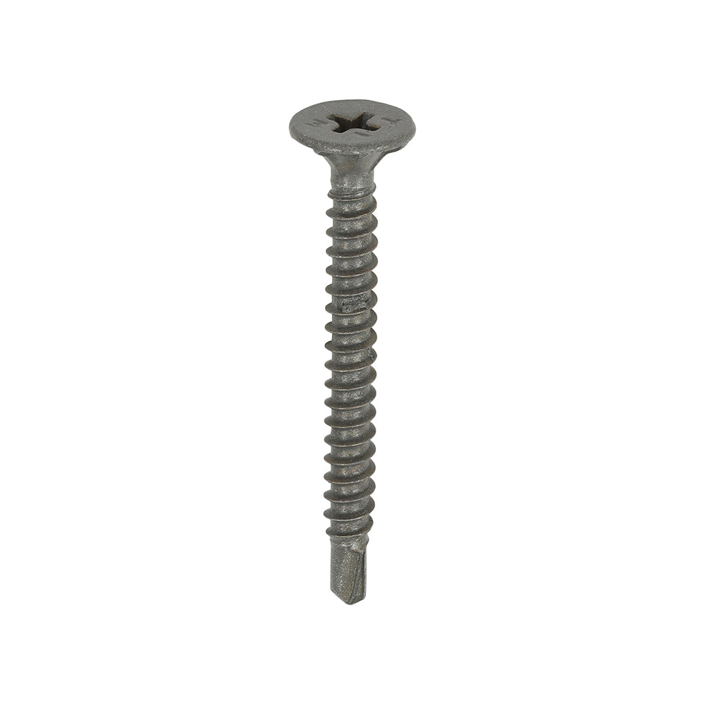 This is an image of Timco - Drywall Construction Metal Stud Cement Board Screws - PH - Countersunk Wafer - Self-Drilling - Exterior - Silver Organic 4.2 x 42mm - (200 PCS Box) 217228