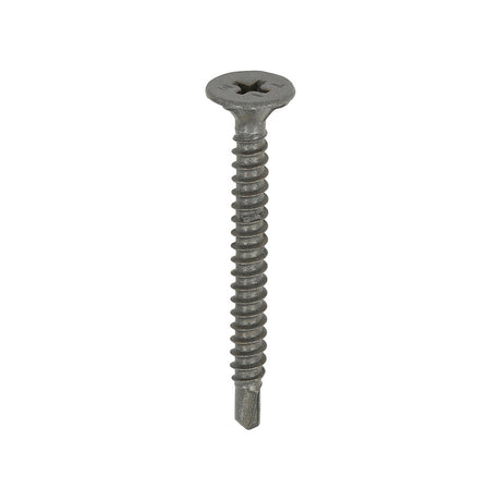 This is an image of Timco - Drywall Construction Metal Stud Cement Board Screws - PH - Countersunk Wafer - Self-Drilling - Exterior - Silver Organic 4.2 x 42mm - (200 PCS Box) 217228