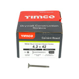 This is an image of Timco - Drywall Construction Metal Stud Cement Board Screws - PH - Countersunk Wafer - Self-Drilling - Exterior - Silver Organic 4.2 x 42mm - (200 PCS Box) 217228