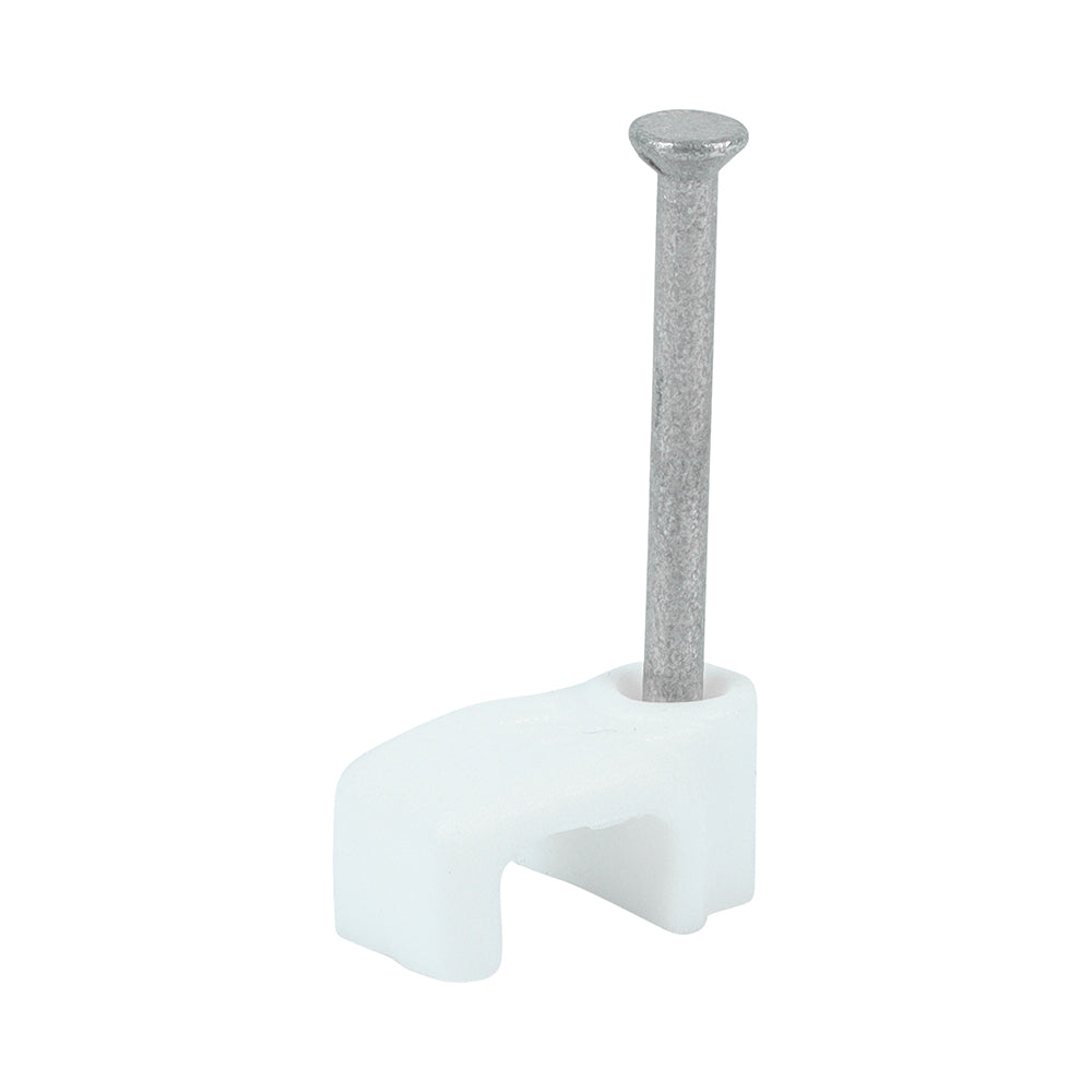 This is an image of Timco - Flat Cable Clips - White To fit 1.0mm - (100 PCS Box) 225101