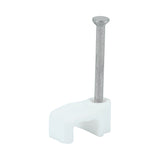 This is an image of Timco - Flat Cable Clips - White To fit 1.0mm - (100 PCS Box) 225101