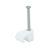 This is an image of Timco - Round Cable Clips - White To fit 3.5mm - (100 PCS Box) 225147