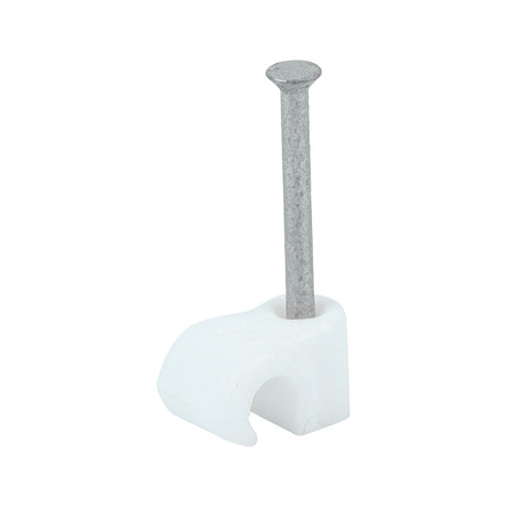 This is an image of Timco - Round Cable Clips - White To fit 3.5mm - (100 PCS Box) 225147