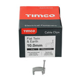 This is an image of Timco - Flat Twin & Earth Cable Clips - Grey To fit 10.0mm - (100 PCS Box) 225159
