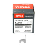 This is an image of Timco - Flat Twin & Earth Cable Clips - Grey To fit 4.0mm - (100 PCS Box) 225321