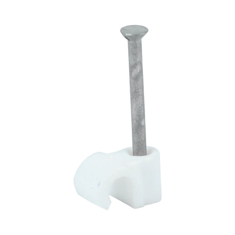 This is an image of Timco - Round Cable Clips - White To fit 5.0mm - (100 PCS Box) 225369