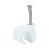 This is an image of Timco - Round Cable Clips - White To fit 11.0mm - (100 PCS Box) 225591