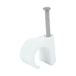 This is an image of Timco - Round Cable Clips - White To fit 14.0mm - (100 PCS Box) 225607