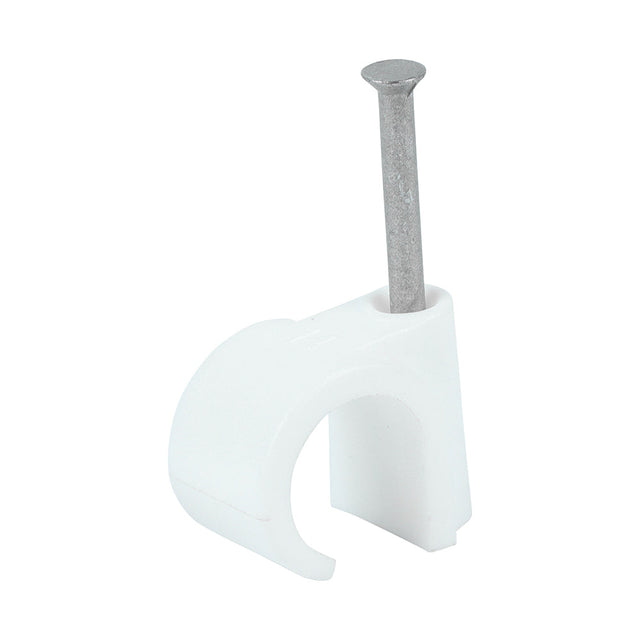 This is an image of Timco - Round Cable Clips - White To fit 14.0mm - (100 PCS Box) 225607