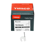 This is an image of Timco - Round Cable Clips - White To fit 14.0mm - (100 PCS Box) 225607