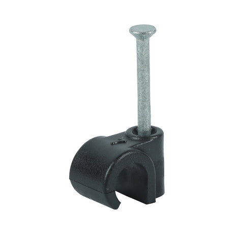 This is an image of Timco - Round Cable Clips - Black To fit 7.0mm - (100 PCS Box) 225999