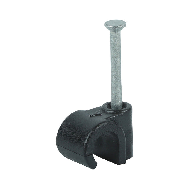 This is an image of Timco - Round Cable Clips - Black To fit 7.0mm - (100 PCS Box) 225999