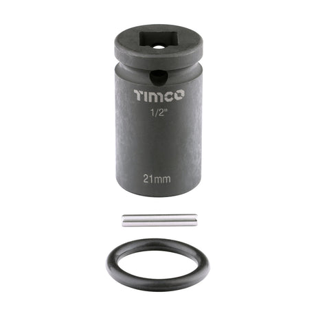 This is an image of Timco - Scaffolders Short Impact Socket 21 x 52mm (1 Each Box) 228164