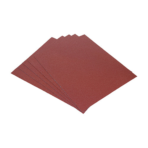 This is an image of Timco - Sanding Sheets - 80 Grit - Red 230 x 280mm (5 Pieces Pack) 231002
