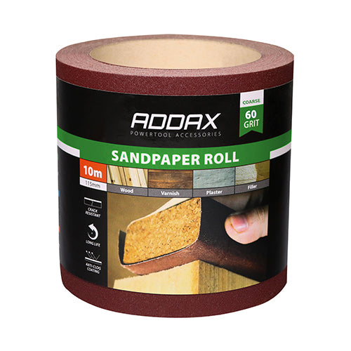 This is an image of Timco - Sandpaper Roll - 60 Grit - Red 115mm x 10m (1 Each Roll) 231004