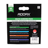 This is an image of Timco - Delta Sanding Pads - 60 Grit - Red 95 x 95mm (5 Pieces Pack) 231005