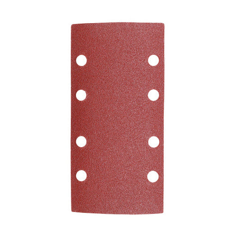 This is an image of Timco - 1/3 Sanding Sheets - 80 Grit - Red - Punched 93 x 185mm (5 Pieces Pack) 231050