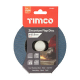 This is an image of Timco - Flap Disc - Zirconium - Type 29 Conical - P120 Grit 115 x 22.23 (1 Each Pack) 231051