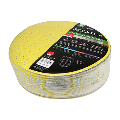 This is an image of Timco - Drylining Sanding Discs - 40 Grit - Yellow 225mm (25 Pieces Pack) 231101