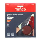 This is an image of Timco - Random Orbital Sanding Discs - 120 Grit - Red 150mm (5 Pieces Pack) 231144