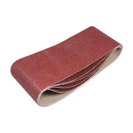 This is an image of Timco - Sanding Belts - 40 Grit - Red 100 x 610mm (5 Pieces Pack) 231147