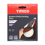 This is an image of Timco - Random Orbital Sanding Discs - 180 Grit - Red 125mm (5 Pieces Pack) 231200