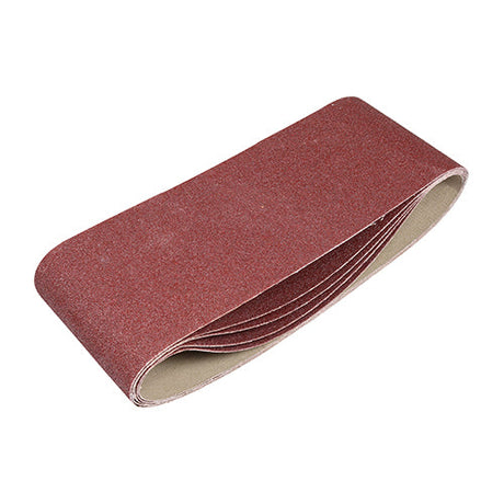 This is an image of Timco - Sanding Belts - 80 Grit - Red 100 x 610mm (5 Pieces Pack) 231258