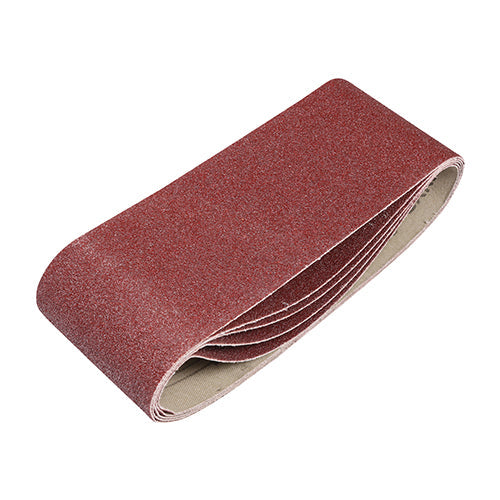 This is an image of Timco - Sanding Belts - 120 Grit - Red 75 x 457mm (5 Pieces Pack) 231321