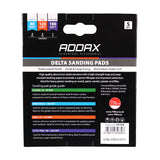 This is an image of Timco - Delta Sanding Pads - Mixed - Red 95 x 95mm (80/120/180) (5 Pieces Pack) 231333