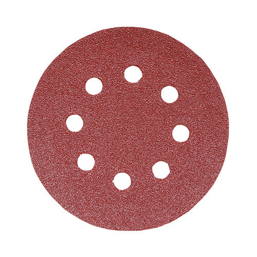 This is an image of Timco - Random Orbital Sanding Discs - 120 Grit - Red 125mm (5 Pieces Pack) 231378