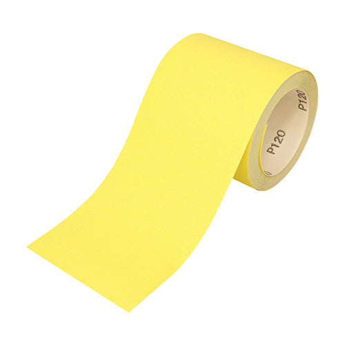 This is an image of Timco - Sandpaper Roll - 60 Grit - Yellow 115mm x 10m (1 Each Roll) 231541
