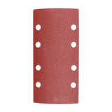 This is an image of Timco - 1/3 Sanding Sheets - 120 Grit - Red - Punched 93 x 185mm (5 Pieces Pack) 231855