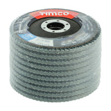This is an image of Timco - Set of Flap Discs - Zirconium - Type 29 Conical - P80 Grit 115 x 22.23 (10 Pieces Box) 231862