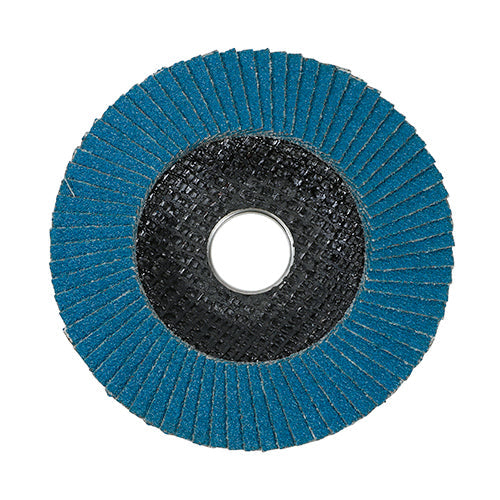 This is an image of Timco - Set of Flap Discs - Zirconium - Type 29 Conical - P60 Grit 115 x 22.23 (10 Pieces Box) 231953