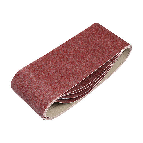 This is an image of Timco - Sanding Belts - 80 Grit - Red 75 x 457mm (5 Pieces Pack) 231987