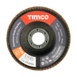This is an image of Timco - Set of Flap Discs - Aluminium Oxide - Type 29 Conical - 120 Grit 115 x 22.23 (10 Pieces Pack) 231989