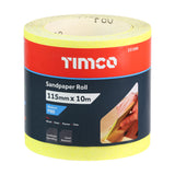 This is an image of Timco - Sandpaper Roll - 80 Grit - Yellow 115mm x 10m (1 Each Roll) 231999