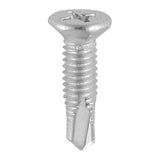 This is an image of Timco - Window Fabrication Screws - Countersunk Facet - PH - Metric Thread - Self-Drilling Point - Martensitic Stainless Steel & Silver Organic M4 x 16mm - (1000 PCS Box) 231SS