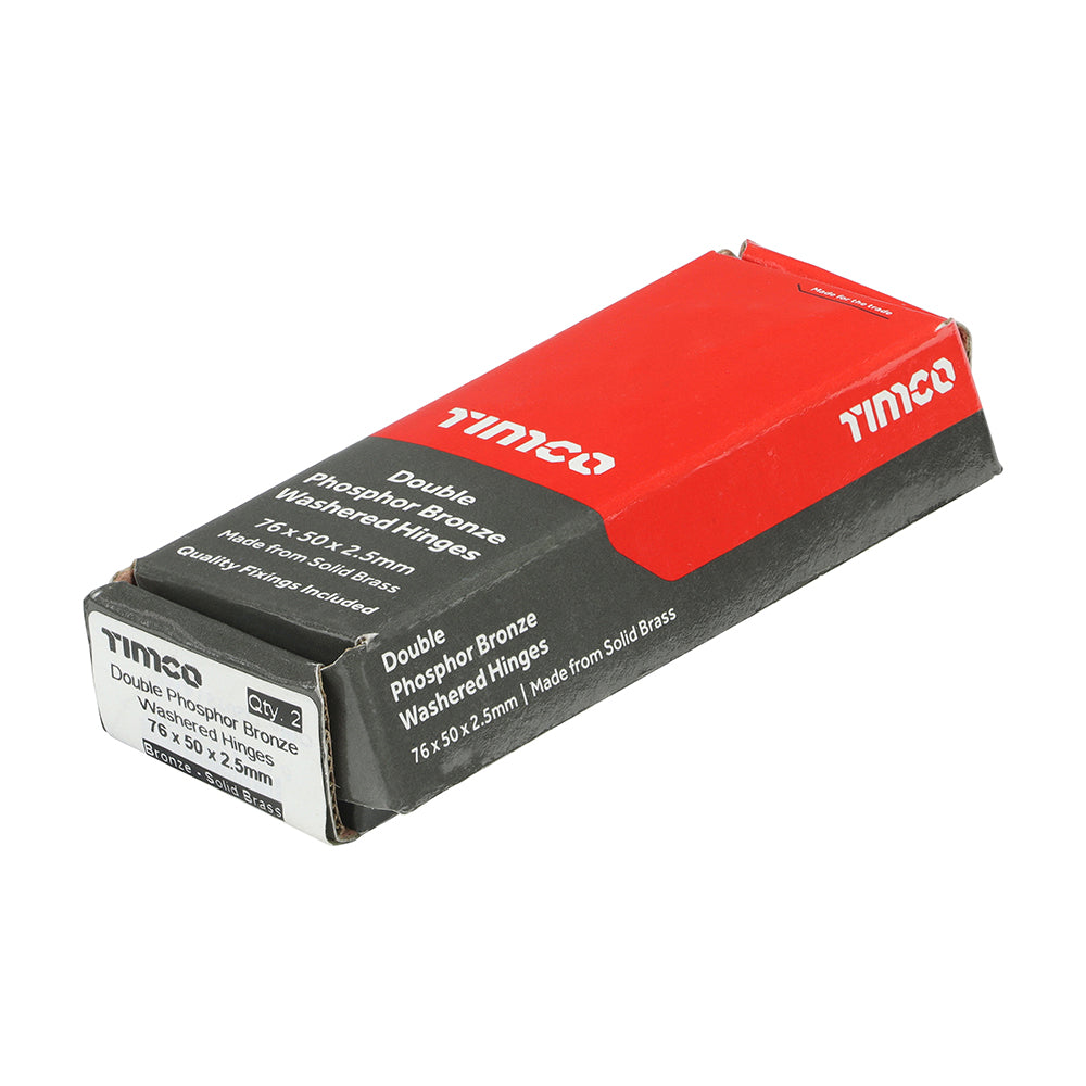 This is an image of Timco - Double Phosphor Bronze Washered Butt Hinge - Solid Brass - Bronze 76 x 50 (1 Pairs Box) 234114