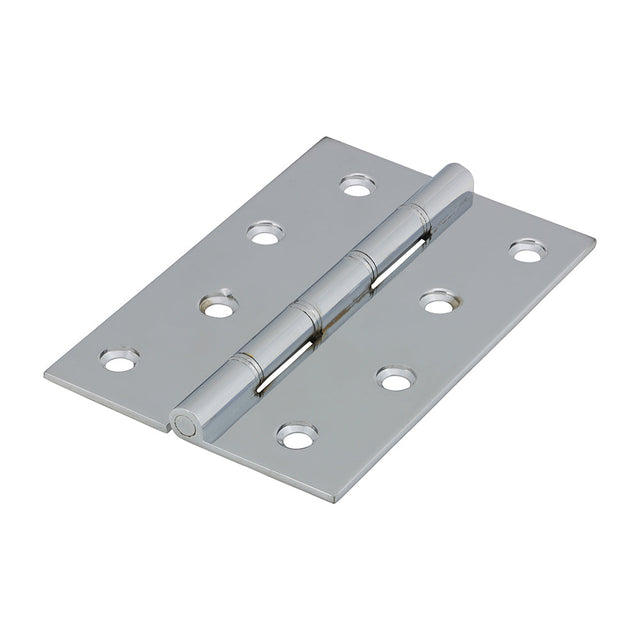 This is an image of Timco - Double Steel Washered Butt Hinge - Solid Brass - Polished Chrome 102 x 67 (1 Pairs Bag) 234129