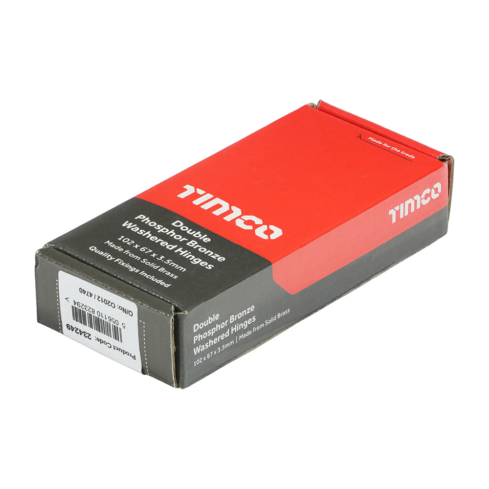 This is an image of Timco - Double Phosphor Bronze Washered Butt Hinge - Solid Brass - Bronze 102 x 67 (1 Pairs Box) 234249
