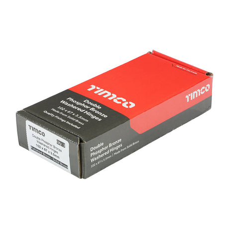 This is an image of Timco - Double Phosphor Bronze Washered Butt Hinge - Solid Brass - Polished Brass 102 x 67 (1 Pairs Box) 234269