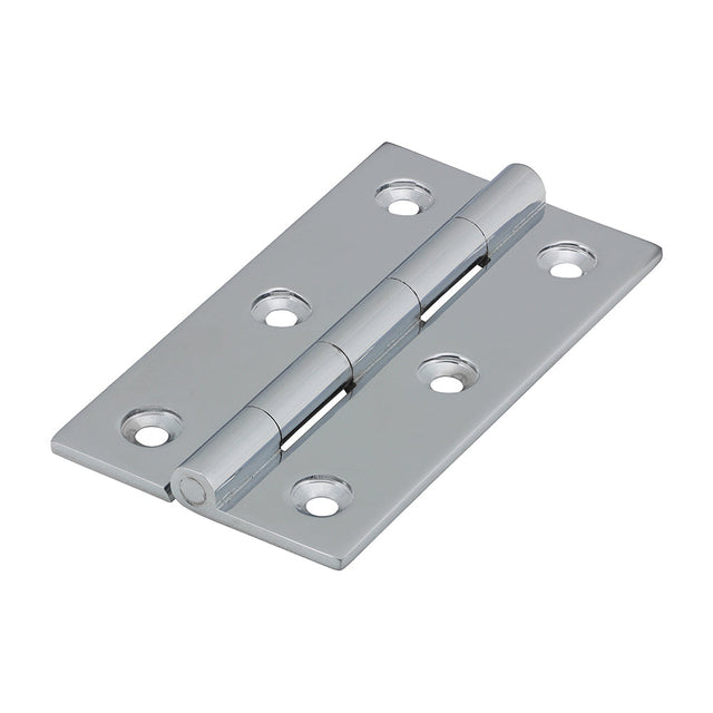 This is an image of Timco - Solid Drawn Hinge - Solid Brass - Polished Chrome 75 x 40 (1 Pairs Bag) 234279