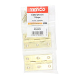 This is an image of Timco - Solid Drawn Hinge - Solid Brass - Polished Brass 64 x 35 (1 Pairs Bag) 234321