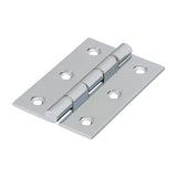 This is an image of Timco - Double Stainless Steel Washered Butt Hinge - Solid Brass - Polished Chrome 76 x 50 (1 Pairs Box) 234381