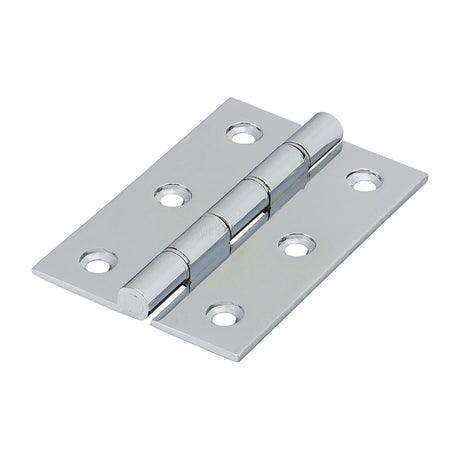 This is an image of Timco - Double Stainless Steel Washered Butt Hinge - Solid Brass - Polished Chrome 76 x 50 (1 Pairs Box) 234381